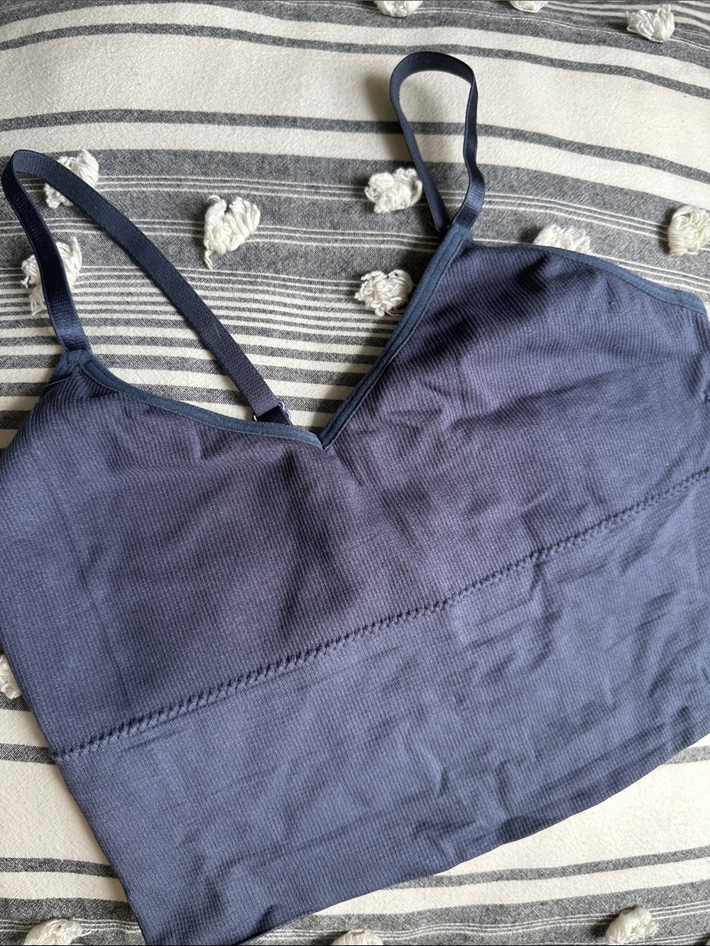 Skinnygirl Navy Seamless V-Neck Brami Crop Top